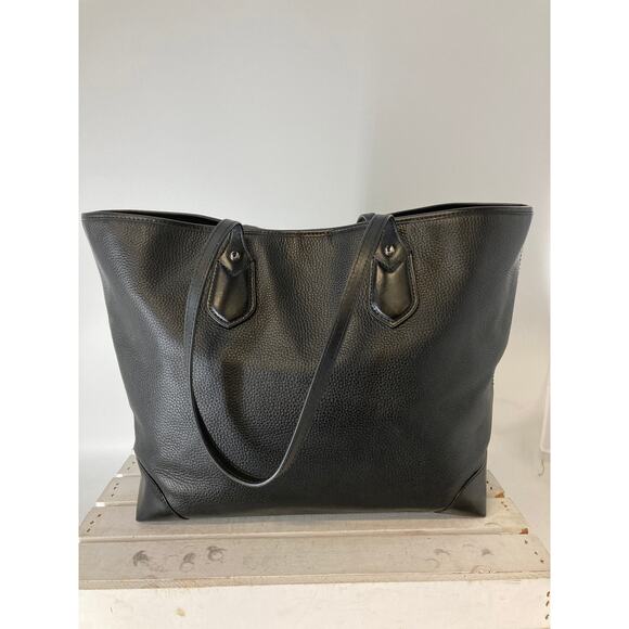 MICHAEL KORS, BLACK PEBBLED LEATHER LARGE TOTE SHOULDER BAG - Picture 3 of 12